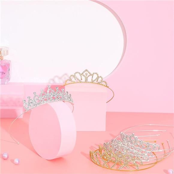 12-Piece Crystal Tiara Set: Princess Headbands for Girls - Picture 2 of 6
